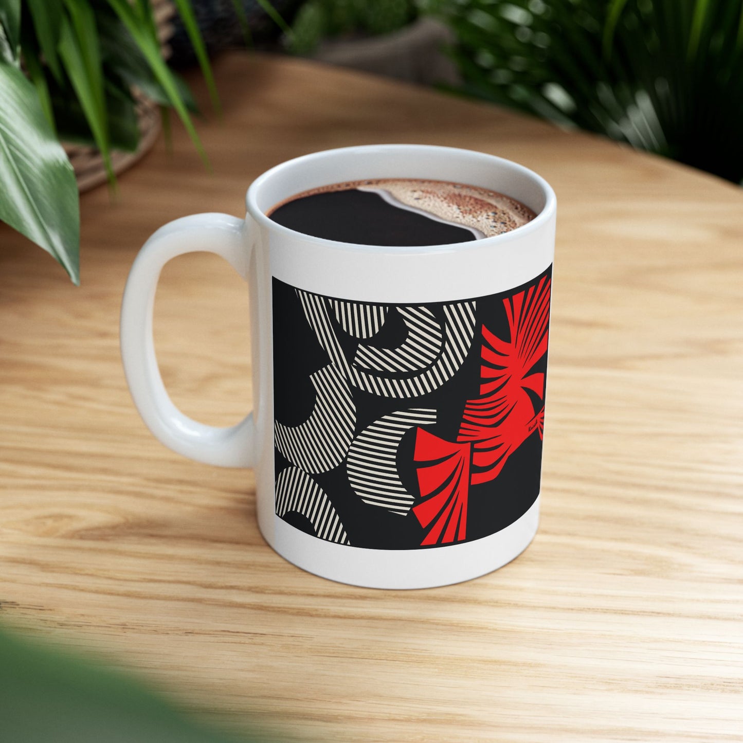 Red Flurry Ceramic Mug