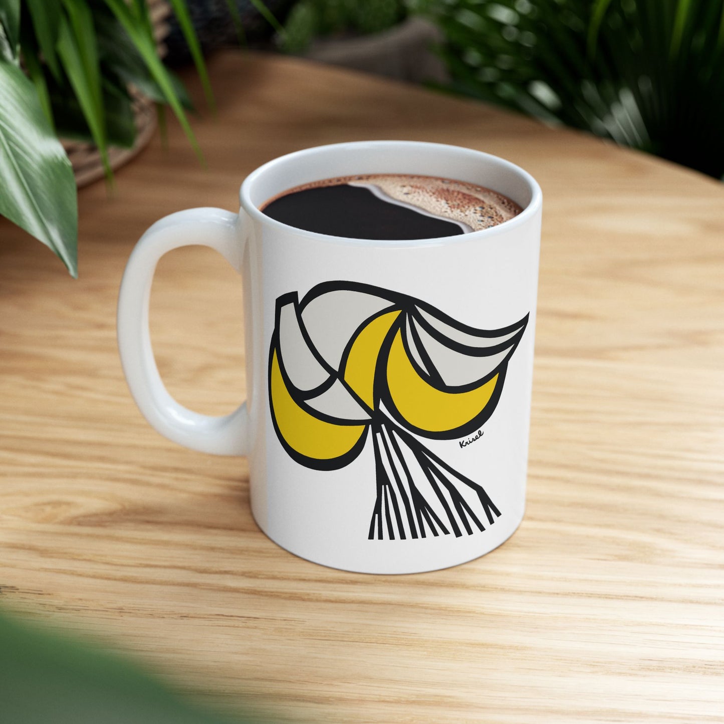 Yellow Crescents Ceramic Mug