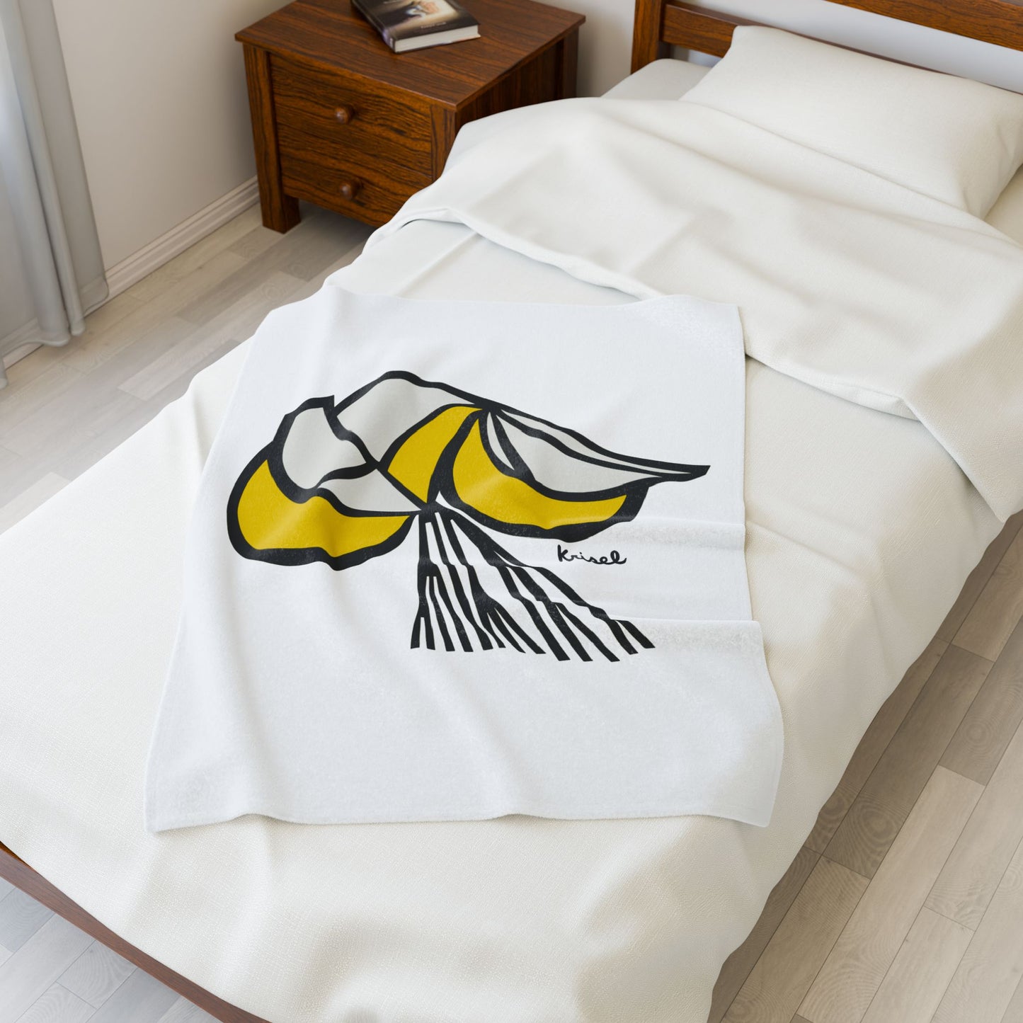 Yellow Crescents Plush Blanket