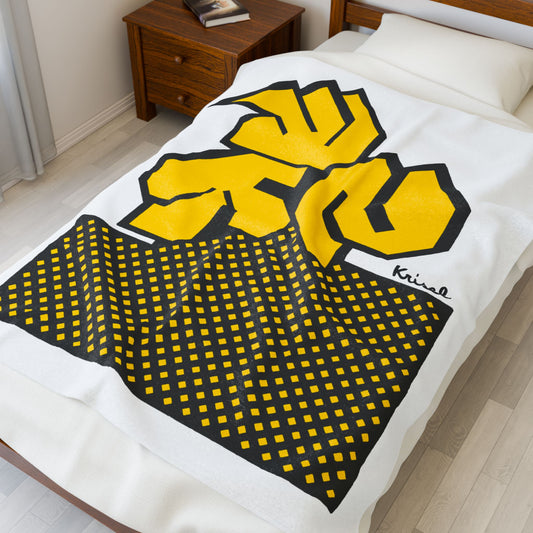 Yellow Net Plush Blanket