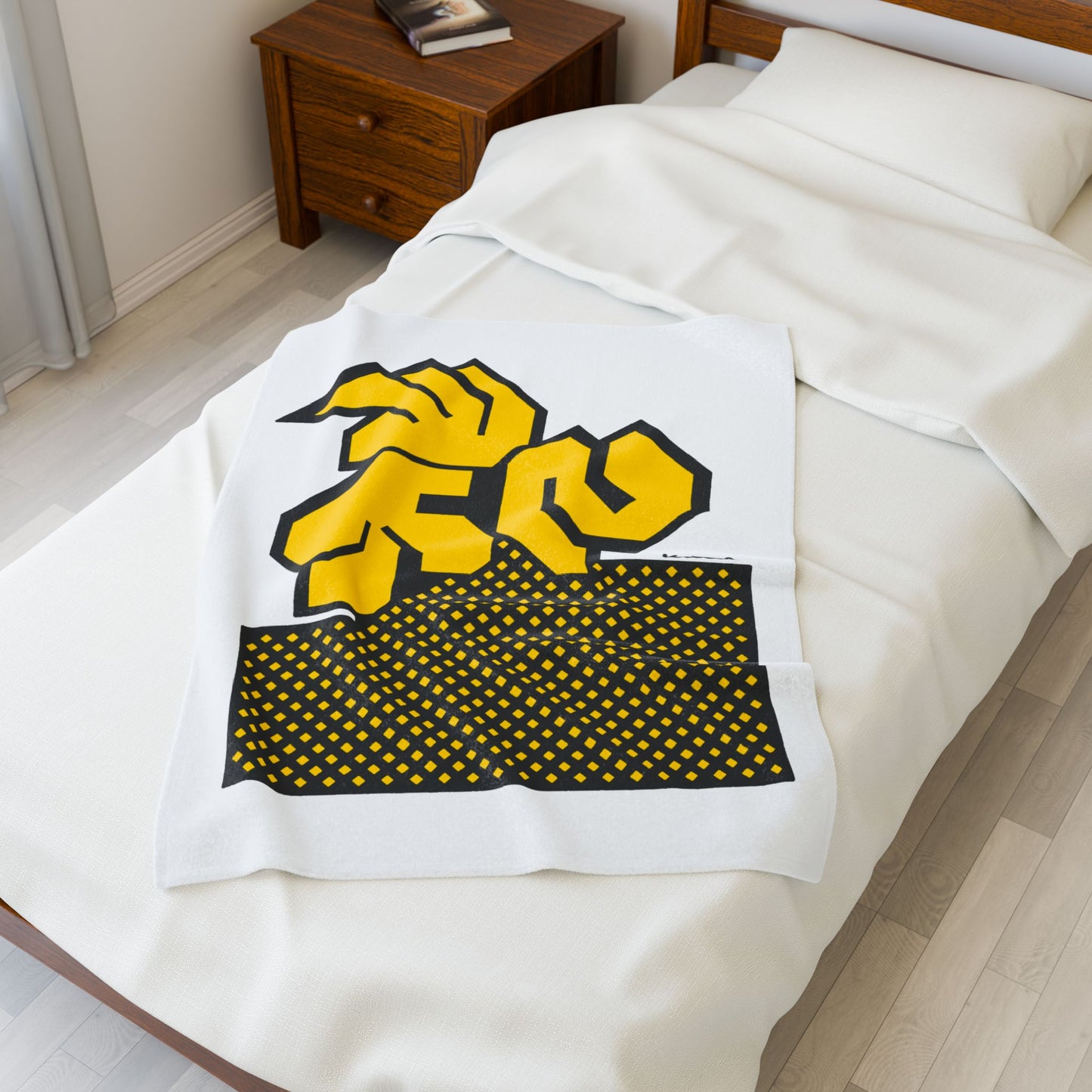 Yellow Net Plush Blanket