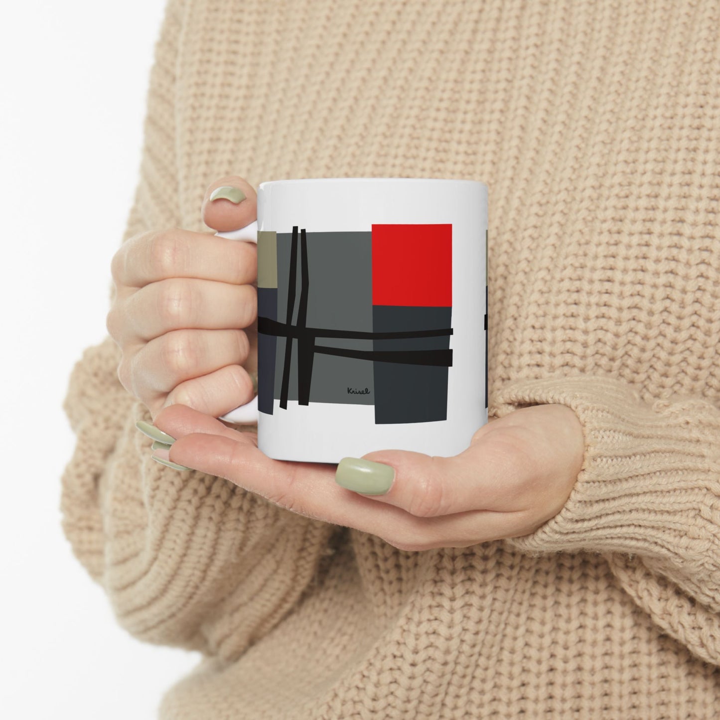 Line & Squares Ceramic Mug