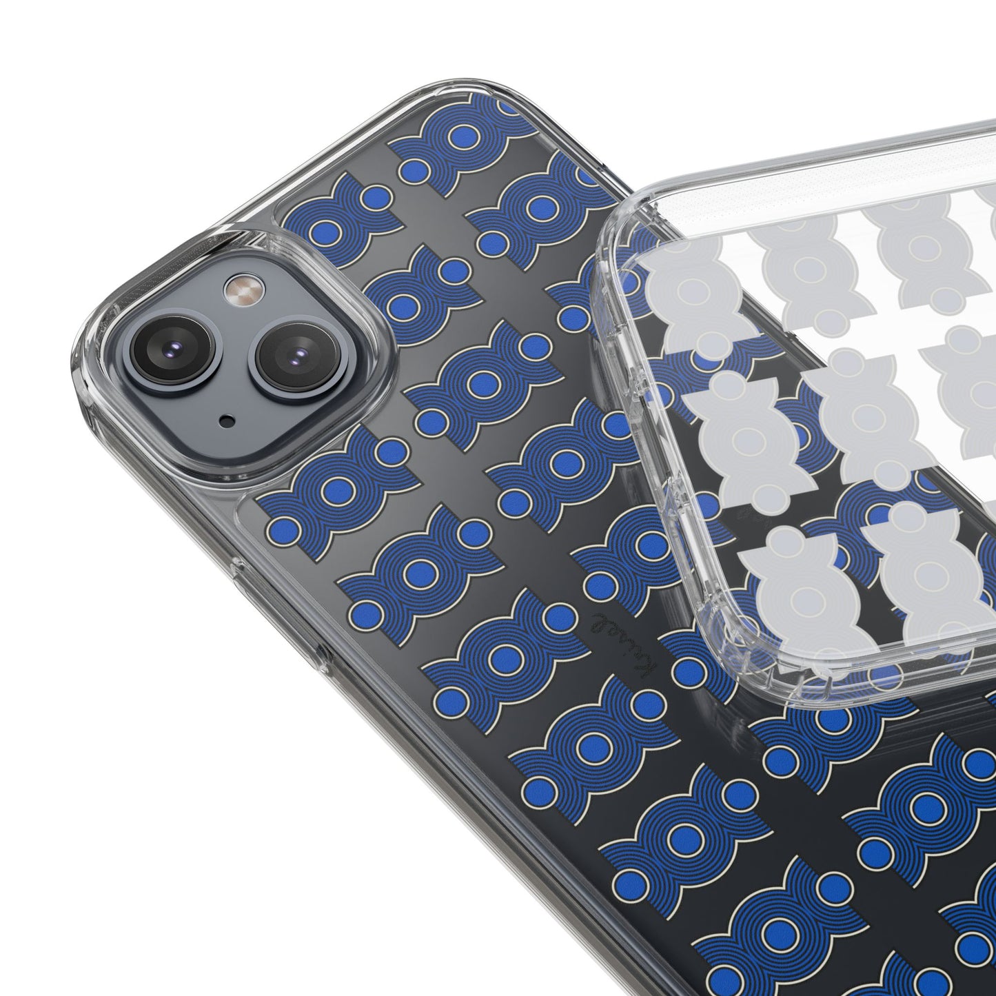 Trio Form Blue Clear Phone Case